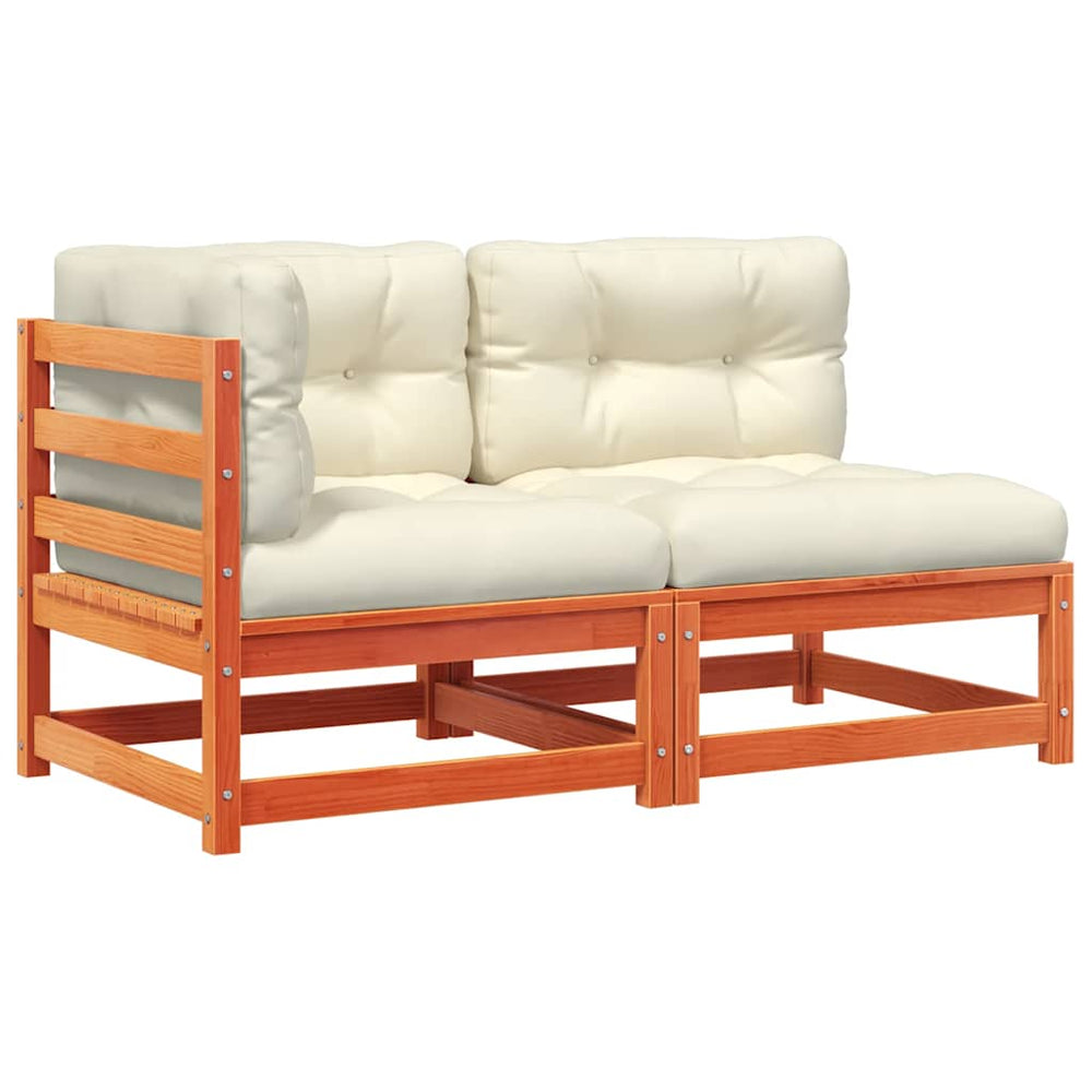 2-Sitzer Gartensofa Kiefer Massivholz Wachsbraun