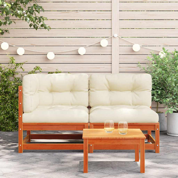 2-Sitzer Gartensofa Kiefer Massivholz Wachsbraun
