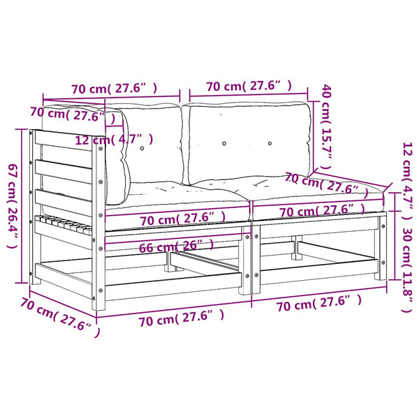 2-Sitzer Gartensofa Kiefer Massivholz Wachsbraun