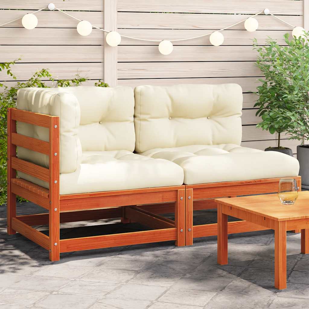 2-Sitzer Gartensofa Kiefer Massivholz Wachsbraun