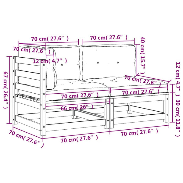 2-Sitzer Gartensofa Douglasie mit Kissen