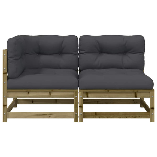 Gartensofa 2-Sitzer Kiefer mit Kissen