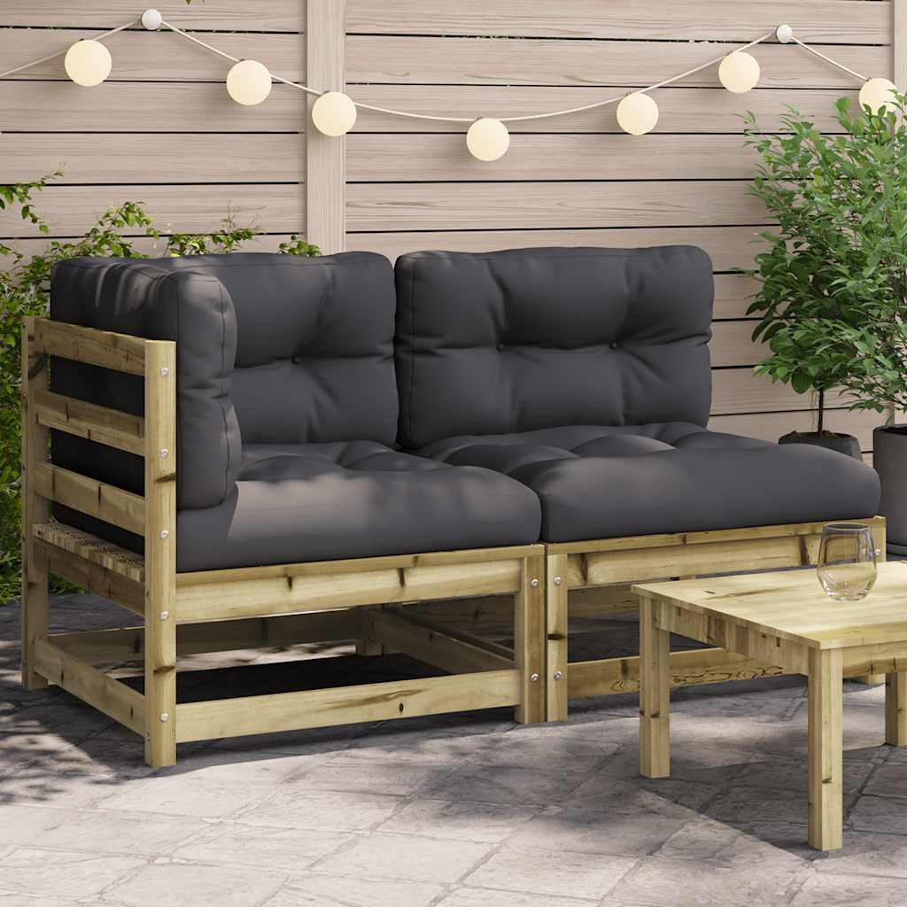Gartensofa 2-Sitzer Kiefer mit Kissen