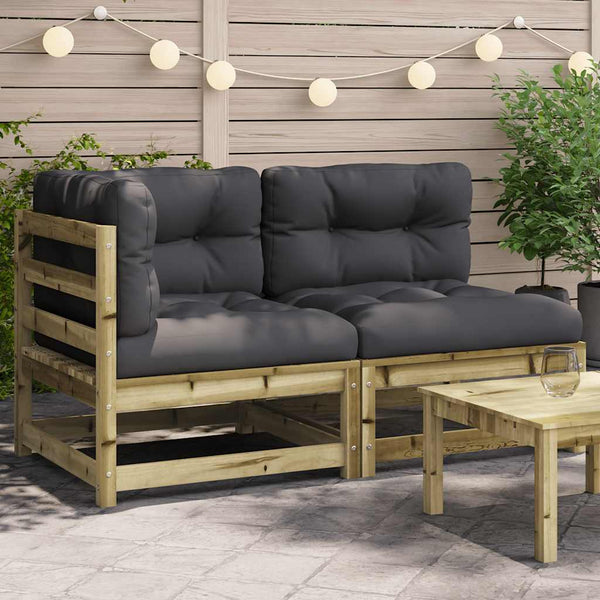 Gartensofa 2-Sitzer Kiefer mit Kissen