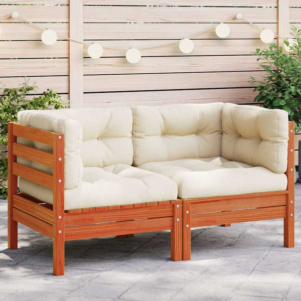 Garten Ecksofa Kiefer Massivholz mit Kissen