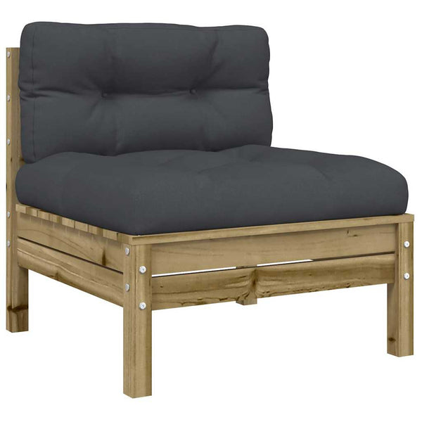 Gartensofa Kiefernholz ohne Armlehnen mit Kissen