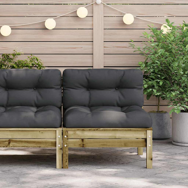 Gartensofa Kiefernholz ohne Armlehnen mit Kissen
