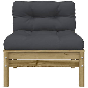 Gartensofa Kiefernholz ohne Armlehnen mit Kissen