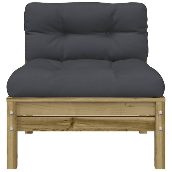 Gartensofa Kiefernholz ohne Armlehnen mit Kissen