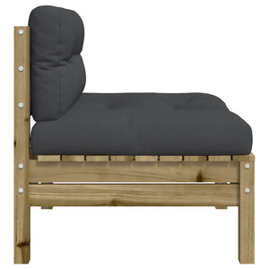 Gartensofa Kiefernholz ohne Armlehnen mit Kissen