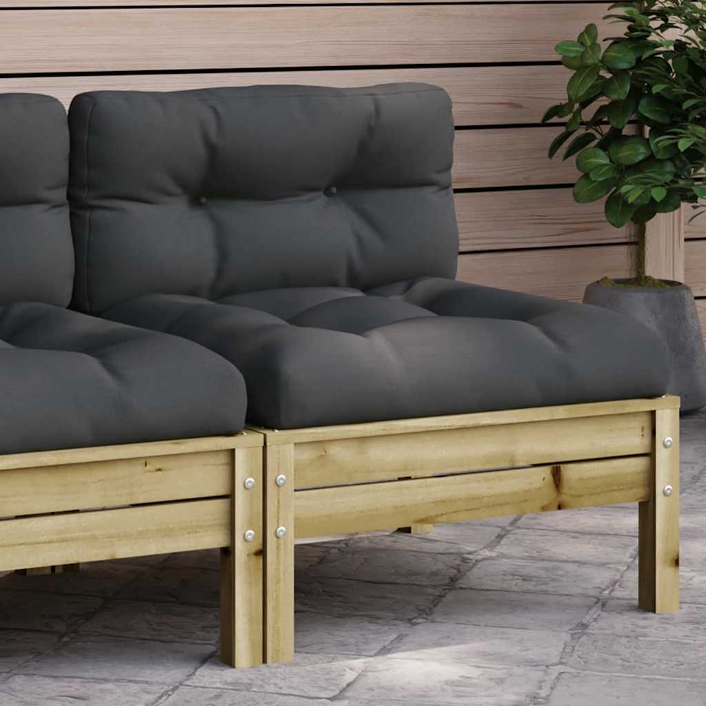 Gartensofa Kiefernholz ohne Armlehnen mit Kissen
