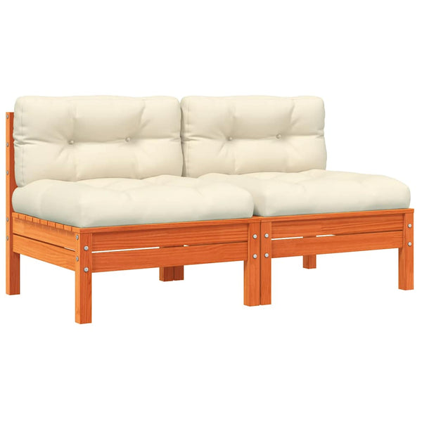 Gartensofa ohne Armlehnen, 2er-Set, Wachsbraun