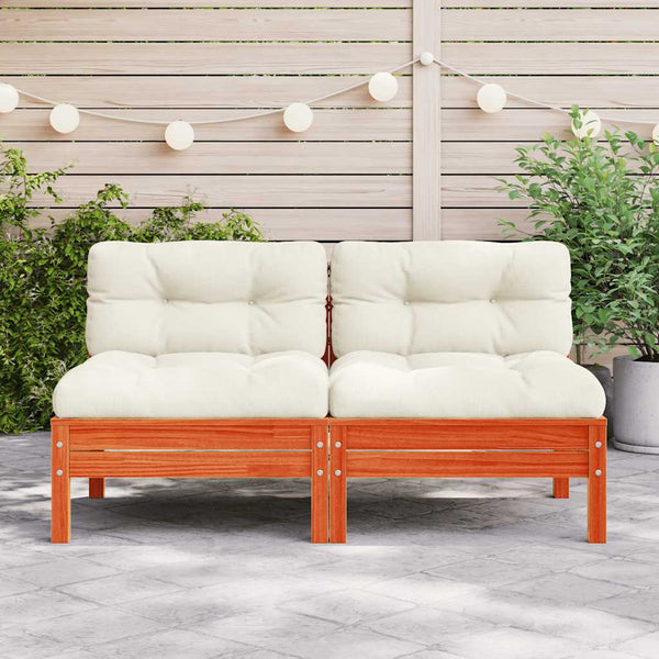 Gartensofa ohne Armlehnen, 2er-Set, Wachsbraun