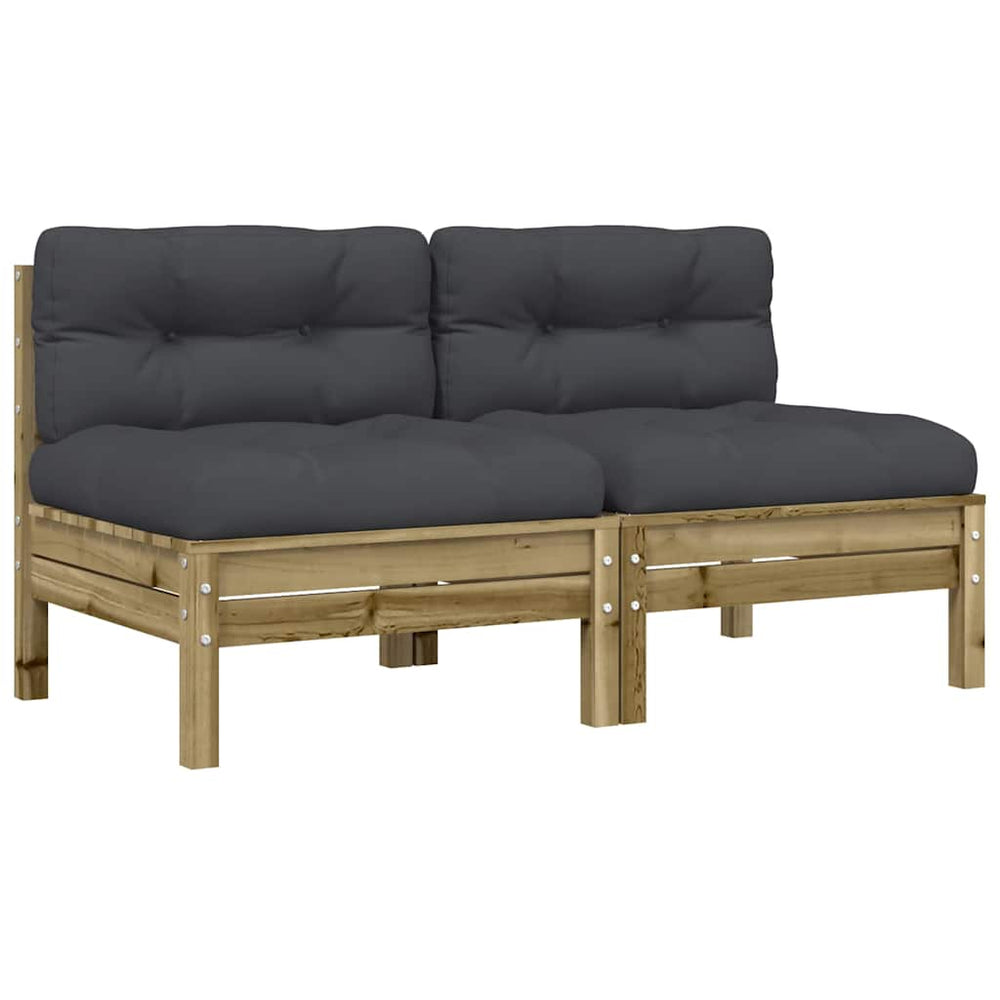 vidaXL Armless Garden Sofa with Cushions 2 pcs. Pinewood