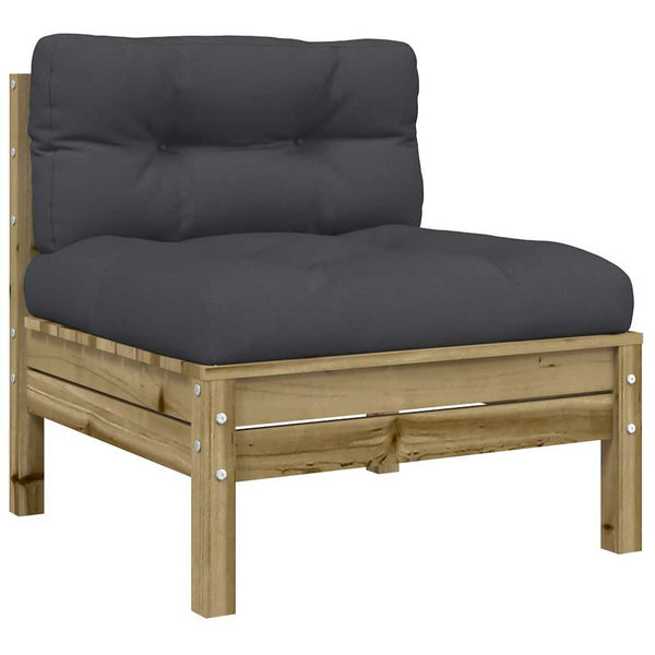 Gartensofa Kiefernholz ohne Armlehne mit Kissen (2er Set)