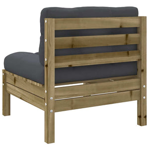 Gartensofa Kiefernholz ohne Armlehne mit Kissen (2er Set)