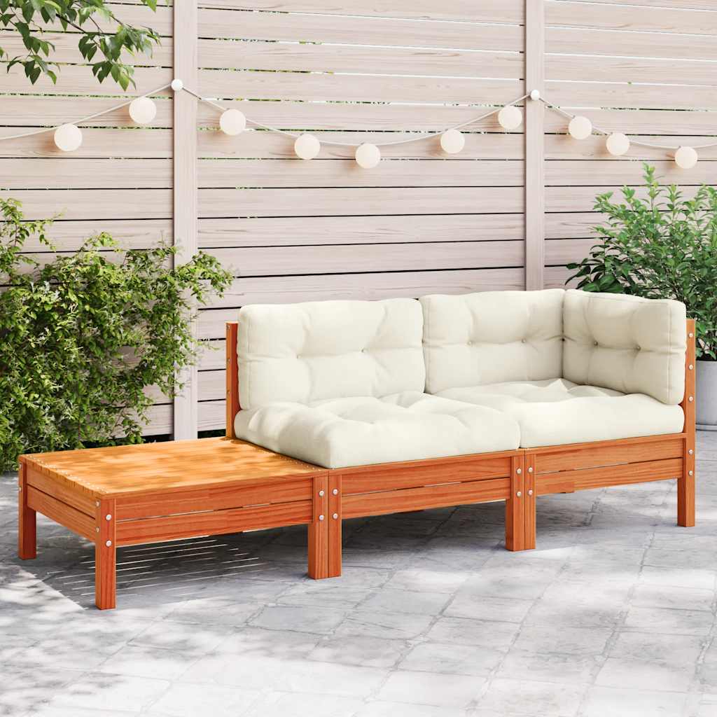 Gartensofa Kiefer mit Kissen & Hocker