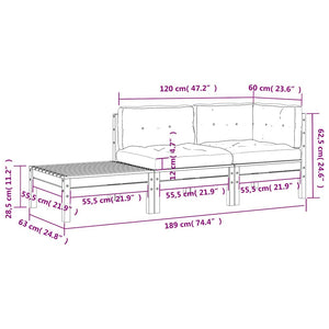 Gartensofa Douglasie mit Kissen und Hocker