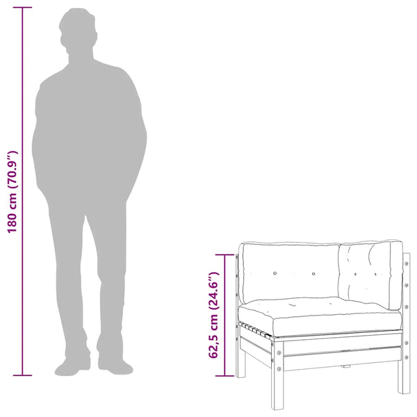 Gartensofa Douglasie mit Kissen und Hocker