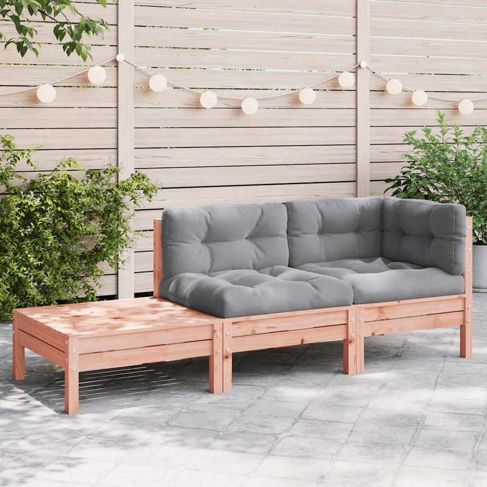 vidaXL Garden Sofa with Cushions and Footrest Solid Douglas Fir