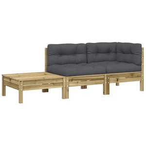 Gartensofa Kiefer Imprägniert mit Kissen & Hocker