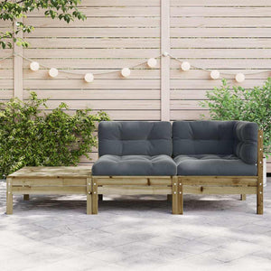 Gartensofa Kiefer Imprägniert mit Kissen & Hocker