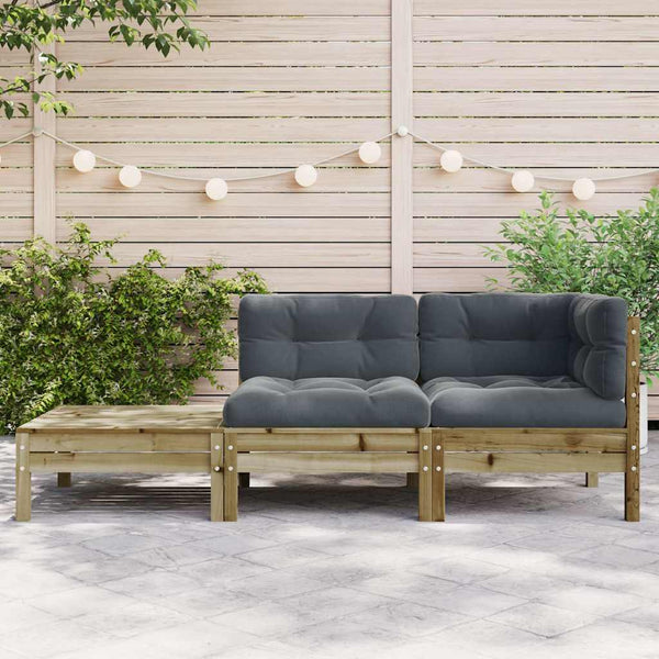 Gartensofa Kiefer Imprägniert mit Kissen & Hocker