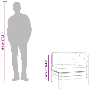 Gartensofa Kiefer Imprägniert mit Kissen & Hocker