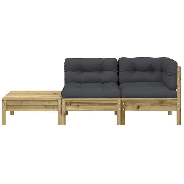 Gartensofa Kiefer Imprägniert mit Kissen & Hocker