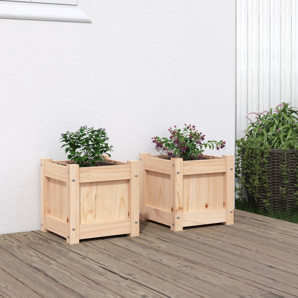 2er Set Pflanzkübel aus Kiefernholz