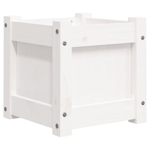 2er Set Pflanzkübel Weiß Kiefer Massivholz