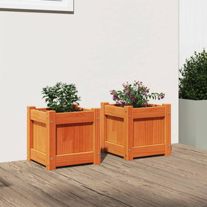 2er Set Pflanzkübel aus Kiefernholz