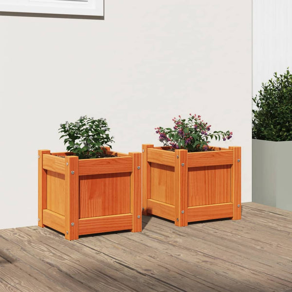 2er Set Pflanzkübel aus Kiefernholz
