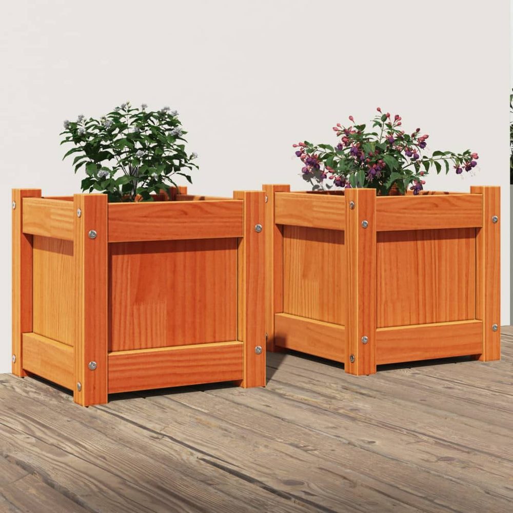 2er Set Pflanzkübel aus Kiefernholz