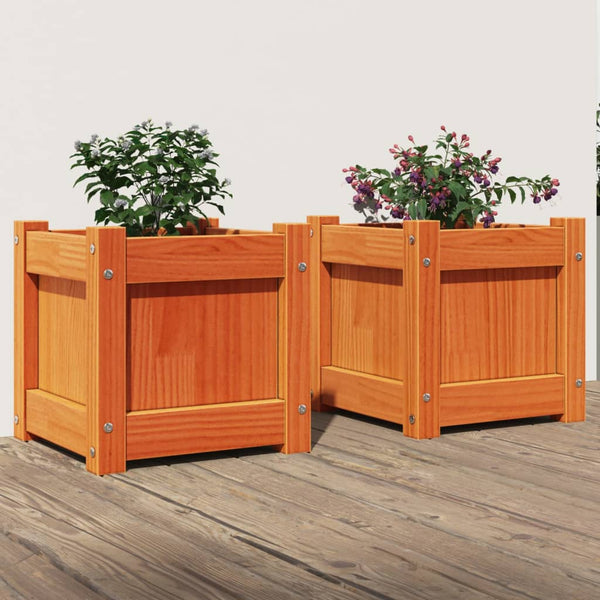 2er Set Pflanzkübel aus Kiefernholz