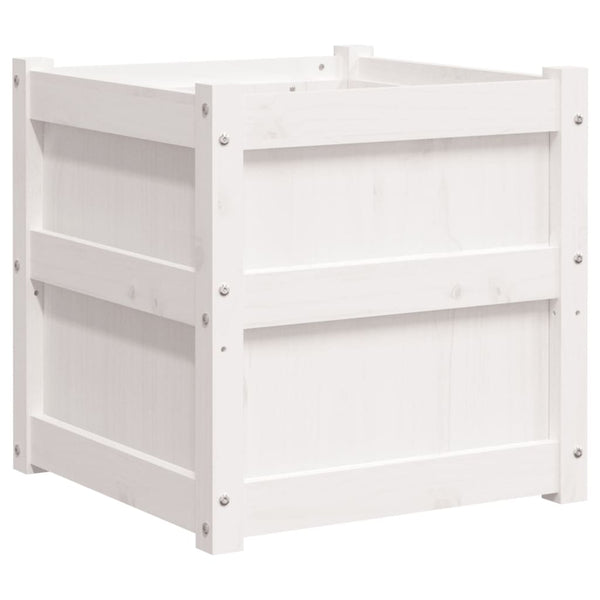 vidaXL Jardinière Blanc 50x50x50 cm Bois de pin massif