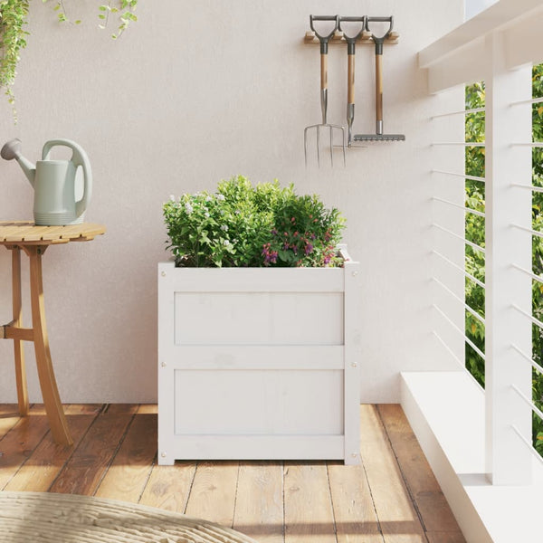 vidaXL Jardinière Blanc 50x50x50 cm Bois de pin massif