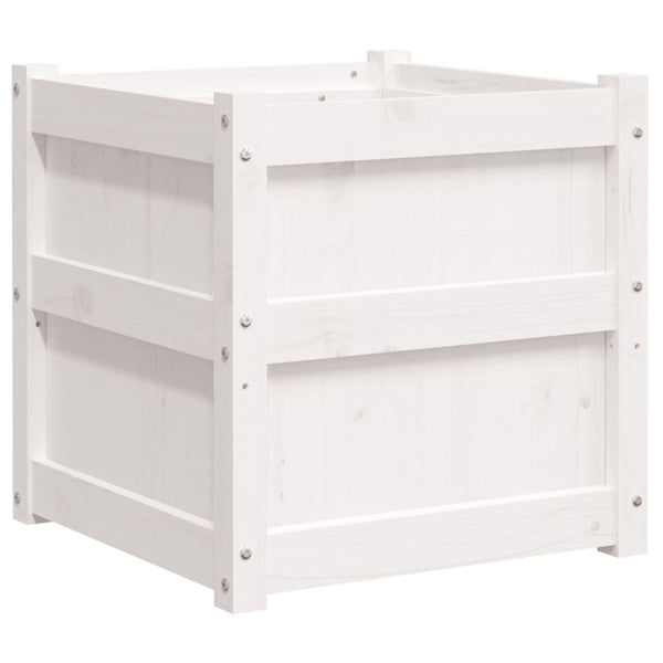vidaXL Jardinière Blanc 50x50x50 cm Bois de pin massif