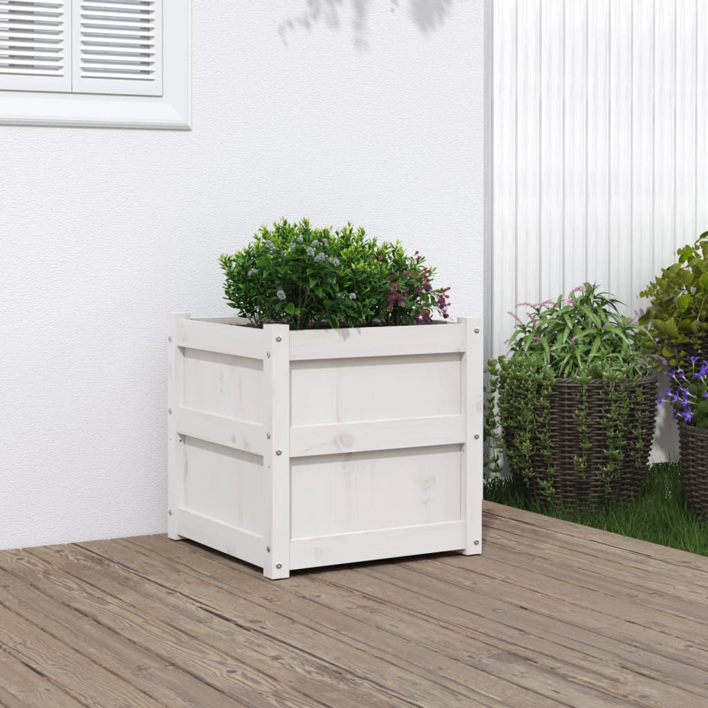 vidaXL Jardinière Blanc 50x50x50 cm Bois de pin massif