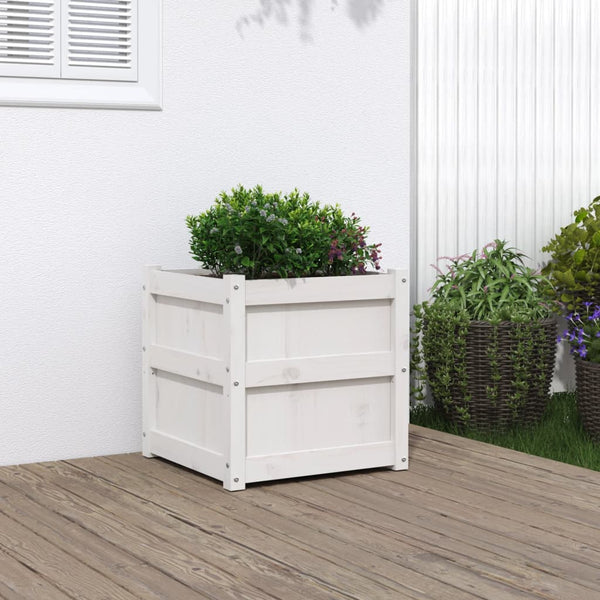 vidaXL Jardinière Blanc 50x50x50 cm Bois de pin massif