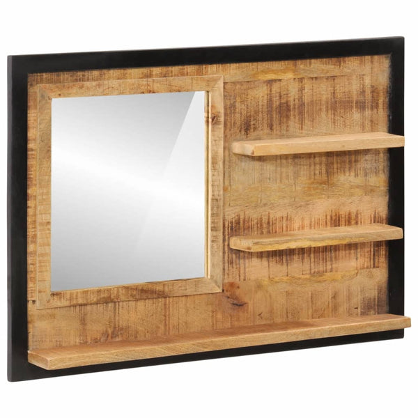 Spiegel mit Ablagen, 80 cm, Mango Massivholz