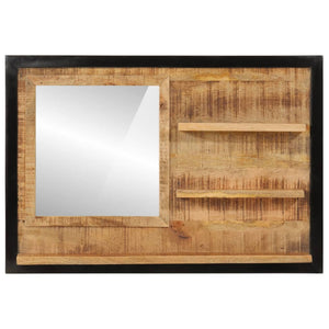 Spiegel mit Ablagen, 80 cm, Mango Massivholz