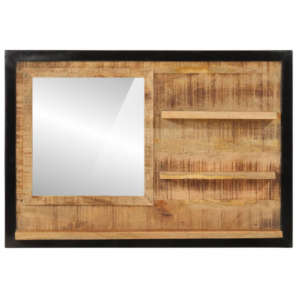 Spiegel mit Ablagen, 80 cm, Mango Massivholz