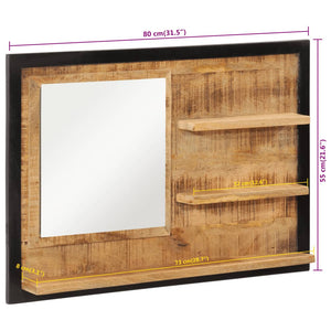 Spiegel mit Ablagen, 80 cm, Mango Massivholz