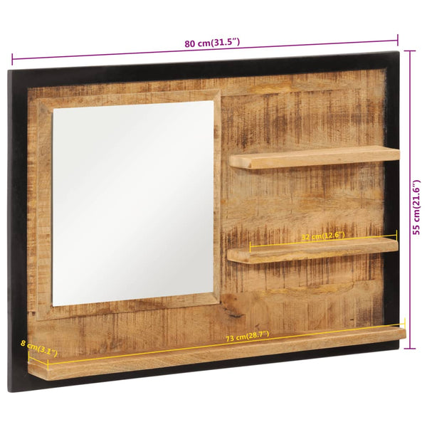 Spiegel mit Ablagen, 80 cm, Mango Massivholz