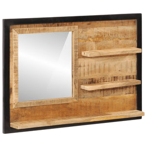 Spiegel mit Ablagen, 80 cm, Mango Massivholz
