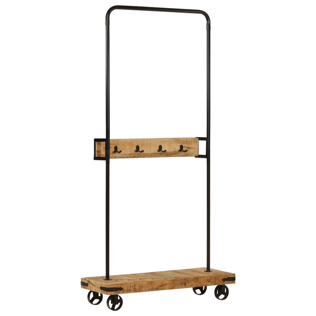 Kleiderständer mit Rollen Mango Massivholz