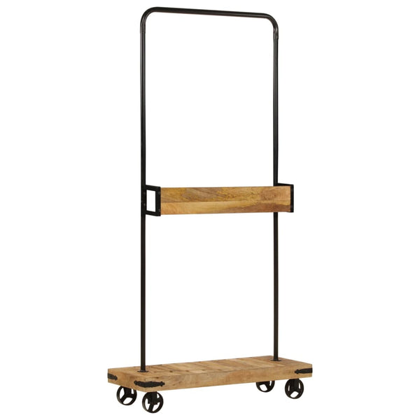 Kleiderständer mit Rollen Mango Massivholz