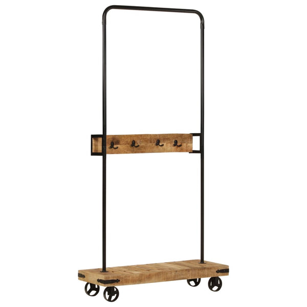 Kleiderständer mit Rollen Mango Massivholz