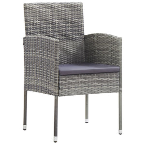 vidaXL 3-Piece Garden Dining Set Grey and Black Poly Rattan and Steel